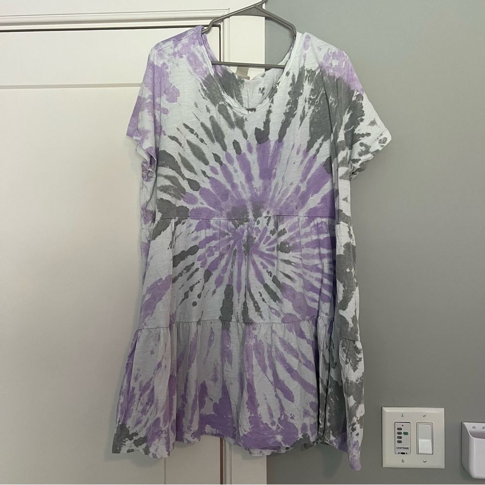 Purple and Gray Tie-Dye Women's Dress